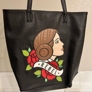 LOUNGEFLY X STAR WARS PRINCESS LEIA REBEL TATTOO FLASH TOTE BAG